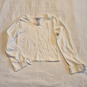 Nicole Miller girls size 6X white long sleeve cropped shirt, 2 marks on back